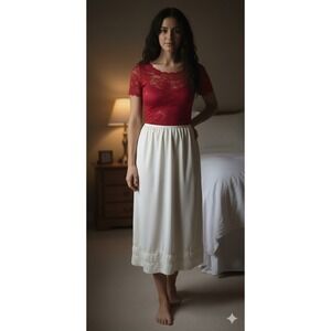 Vintage Gossard Artemis Half Slip Women Size Small White Lace Trim